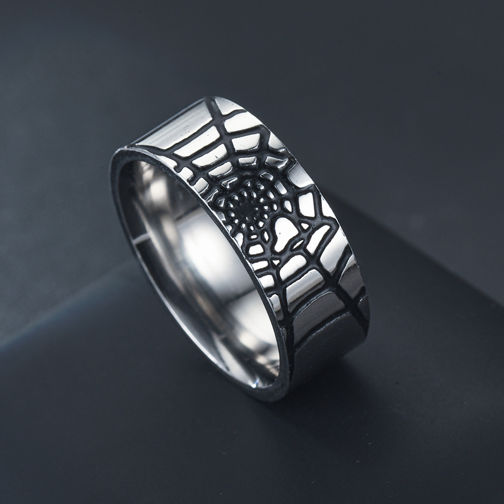 Initial Ring Custom - Roestvrij staal eenvoudige spinnenwebring mode dames