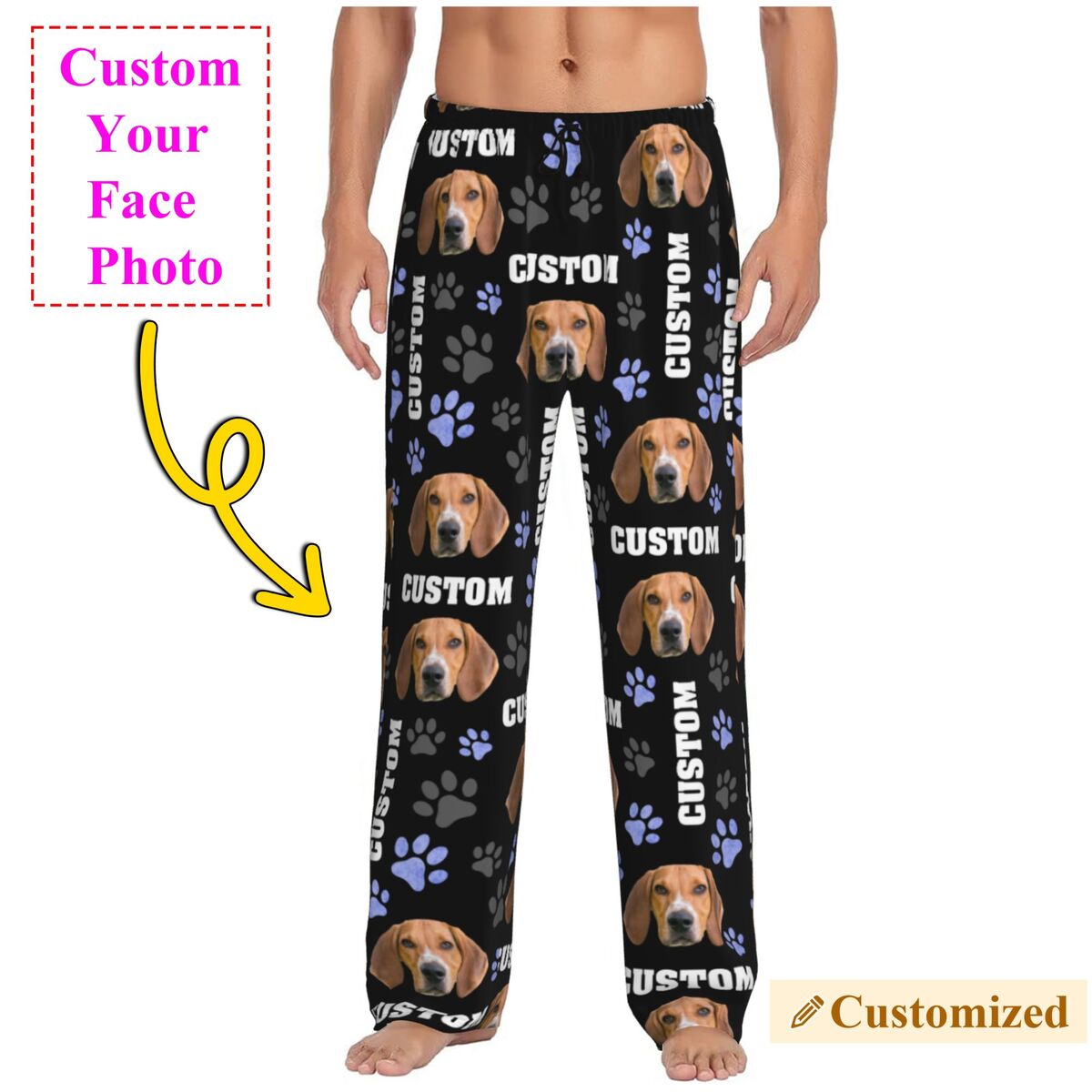 Pet Portrait Custom - Mannen aangepaste hond foto pyjamabroek gepersonaliseerde