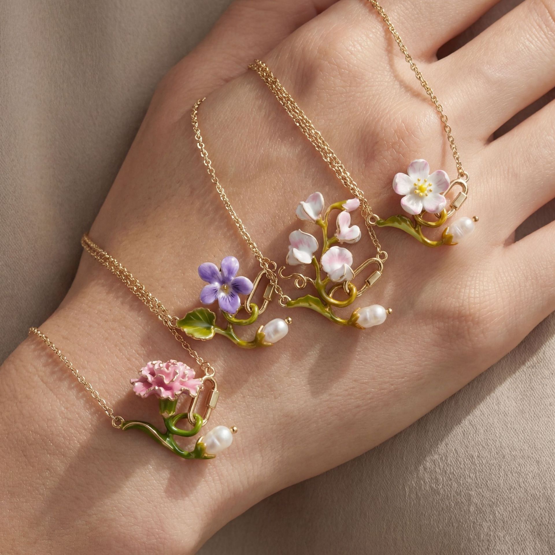 Birth Flower Necklace - 12 Maanden Geboortebloem Ketting voor Vrouwen