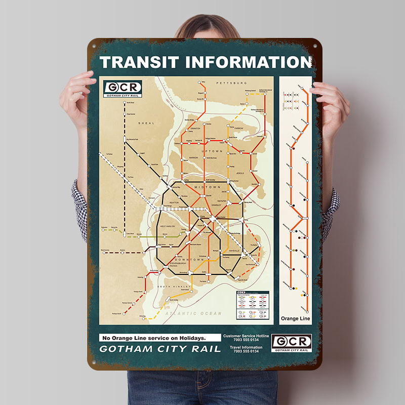 Custom Map Poster - Gotham City Map Gedrukte Poster Aangepaste