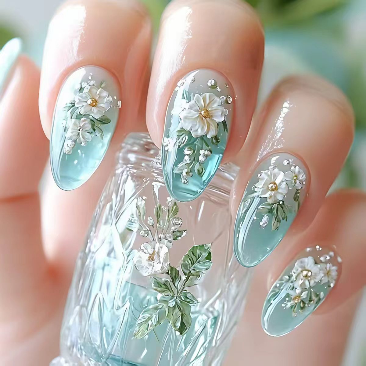 Pressed Flower Art - Medium nepnagels voor dames en meisjes,