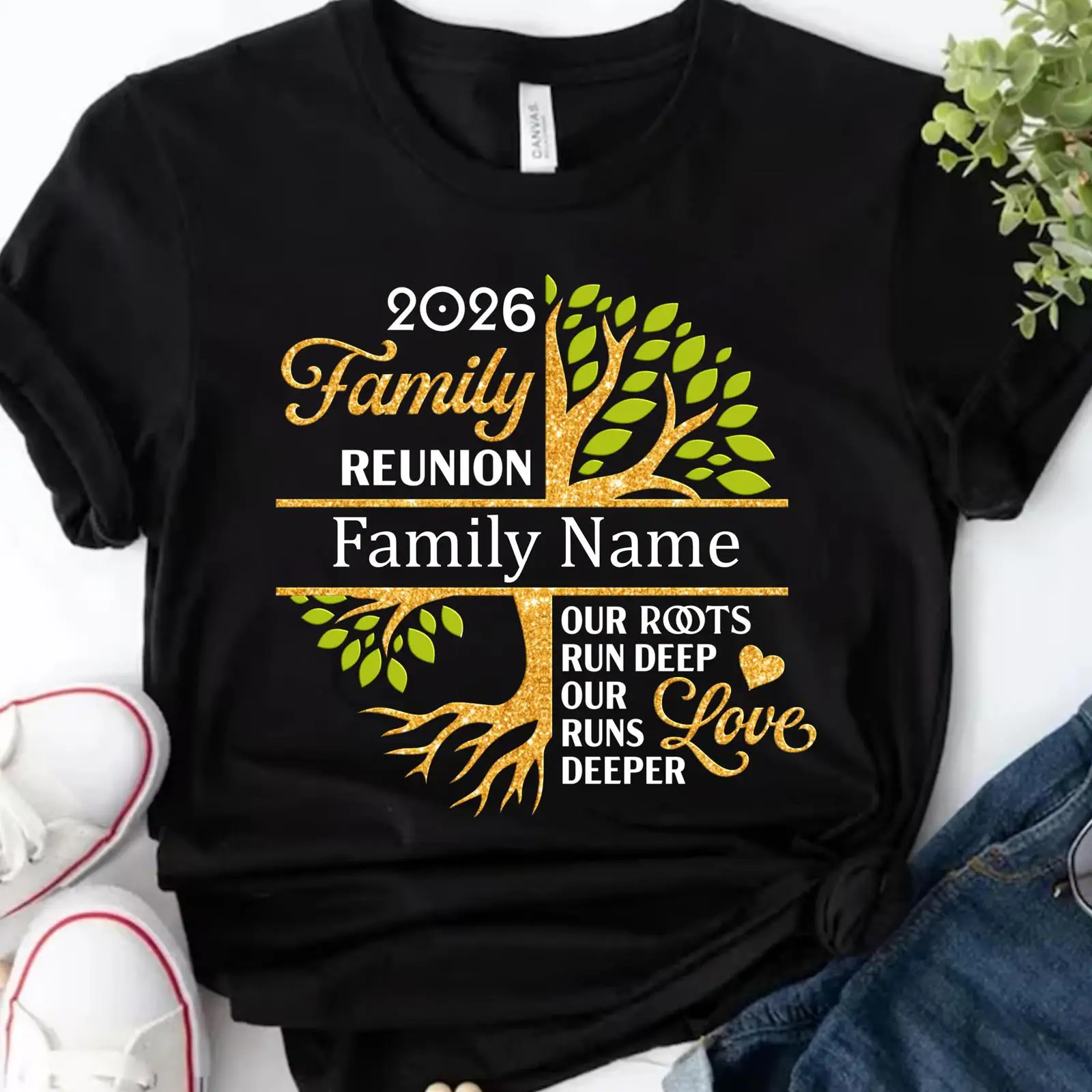 Family Tree Print - 2026 Aangepaste familie-reünie T-shirt Gepersonaliseerde boom